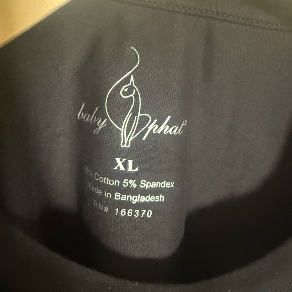 Baby Phat Black T-Shirt with Cat Logo, Size XL - Picture 2 of 5